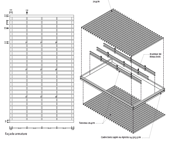 Functional drawing Poured earth concrete : Virtuous construction